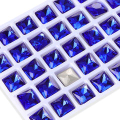 Sapphire Princess Square Shape High Quality Glass Pointed Back Fancy Rhinestones WholesaleRhinestone
