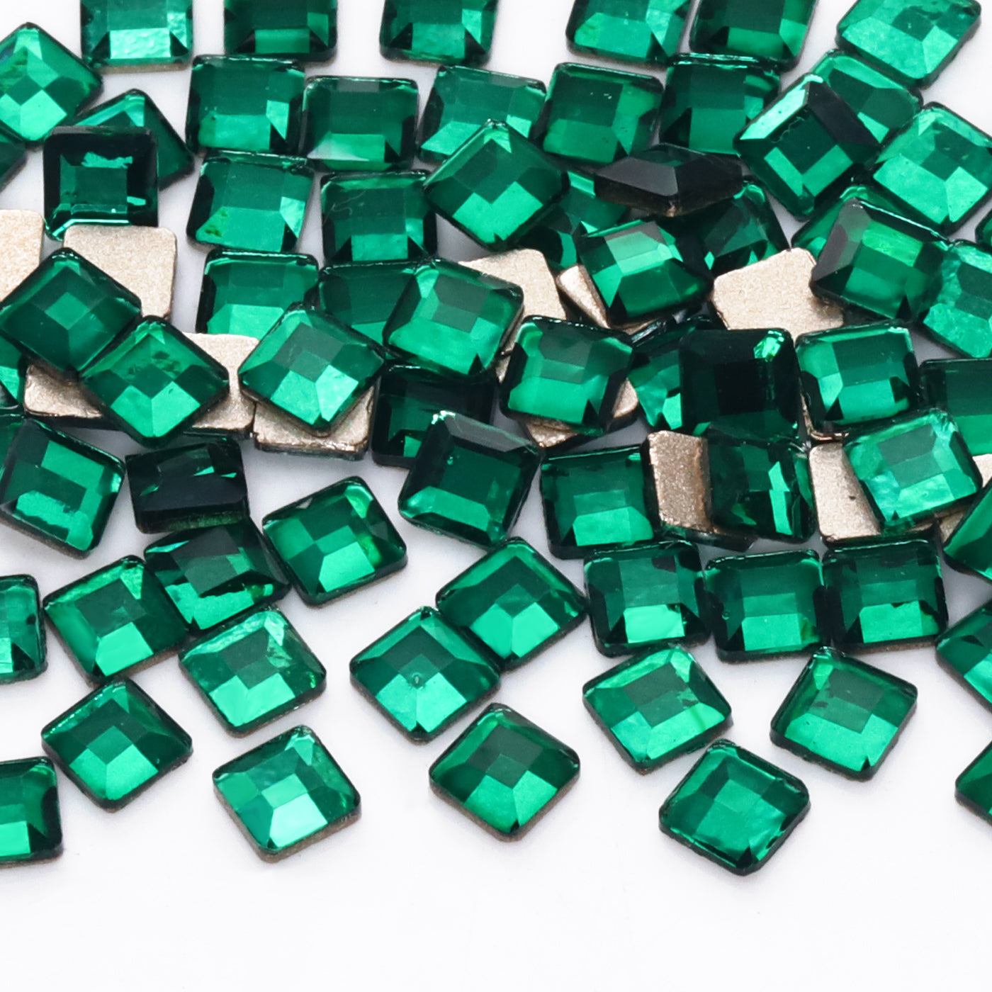 Square Shape Dark Green Flat Back Fancy Rhinestones WholesaleRhinestone
