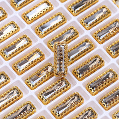 Satin Princess Baguette Shape High-Quality Glass Sew-on Nest Hollow Claw Rhinestones WholesaleRhinestone