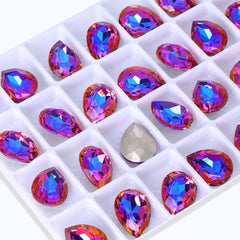 Violet Blue Pear Shape High Quality Glass Pointed Back Fancy Rhinestones WholesaleRhinestone