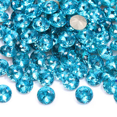 Aquamarine Dome Round Shape High Quality Glass Pointed Back Fancy Rhinestones WholesaleRhinestone