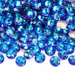 Bermuda Blue Gemstone Flower Shape High Quality Glass Pointed Back Fancy Rhinestones WholesaleRhinestone