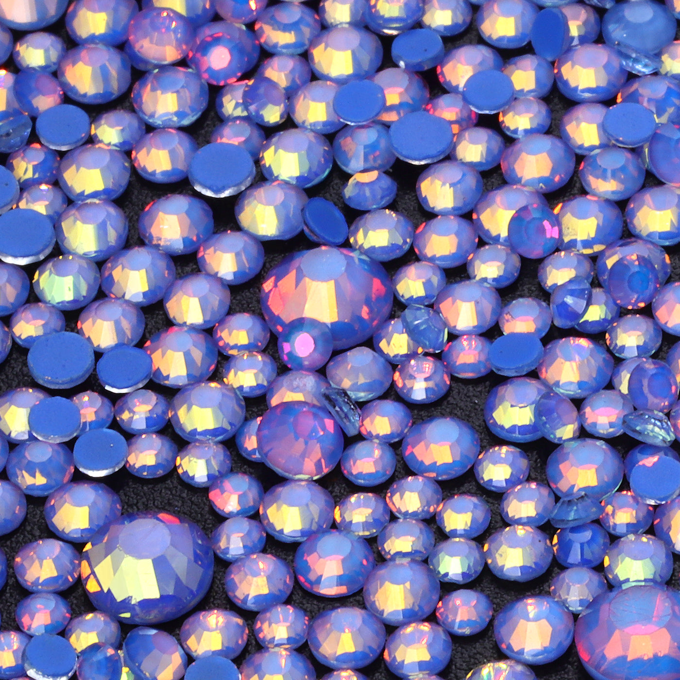 Mixed Sizes Mocha Opal Dk Blue Glass Flat Back Rhinestones For Nail Art WholesaleRhinestone