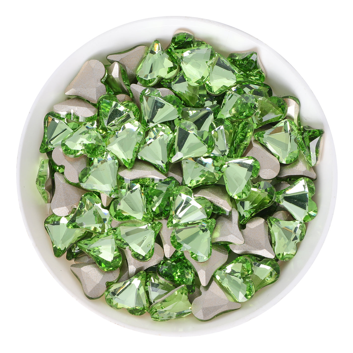 Sweet Heart Shape Apple Green Glass Pointed Back Fancy Rhinestones WholesaleRhinestone