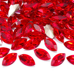 Light Siam Navette Shape High Quality Glass Pointed Back Fancy Rhinestones WholesaleRhinestone