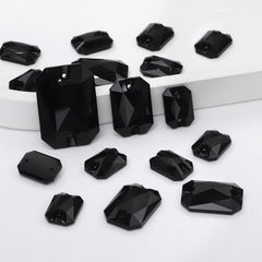 Mixed Sizes Jet Octagon Shape High Quality Glass Sew-on Rhinestones WholesaleRhinestone