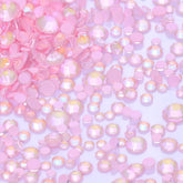 Mixed Sizes Neon Pink Snowy White AB Glass Flat Back Rhinestones For Nail Art WholesaleRhinestone