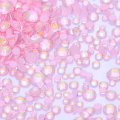 Mixed Sizes Neon Pink Snowy White AB Glass Flat Back Rhinestones For Nail Art WholesaleRhinestone