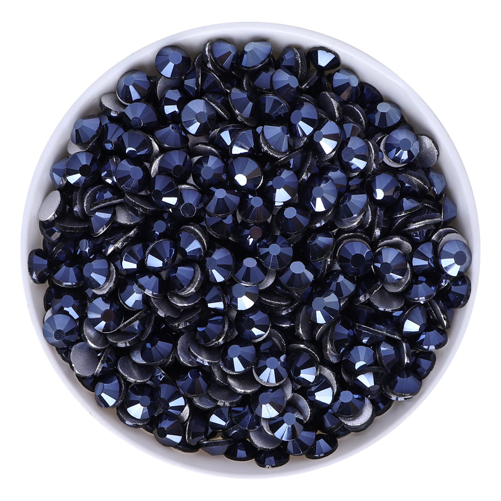 Jet Hematite Glass FlatBack Rhinestones Silver Back WholesaleRhinestone