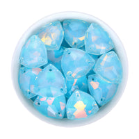 Aquamarine AM Trilliant Shape High Quality Glass Sew-on Rhinestones WholesaleRhinestone