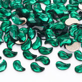 Comma Shape Dark Green Flat Back Fancy Rhinestones WholesaleRhinestone