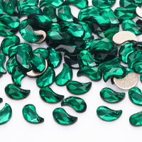 Comma Shape Dark Green Flat Back Fancy Rhinestones WholesaleRhinestone