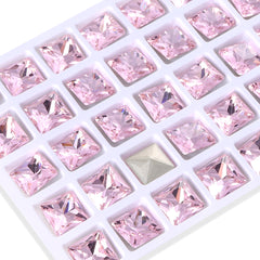 Light Rose Princess Square Shape High Quality Glass Pointed Back Fancy Rhinestones WholesaleRhinestone