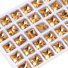 Light Smoked Topaz Princess Square Shape High Quality Glass Pointed Back Fancy Rhinestones WholesaleRhinestone