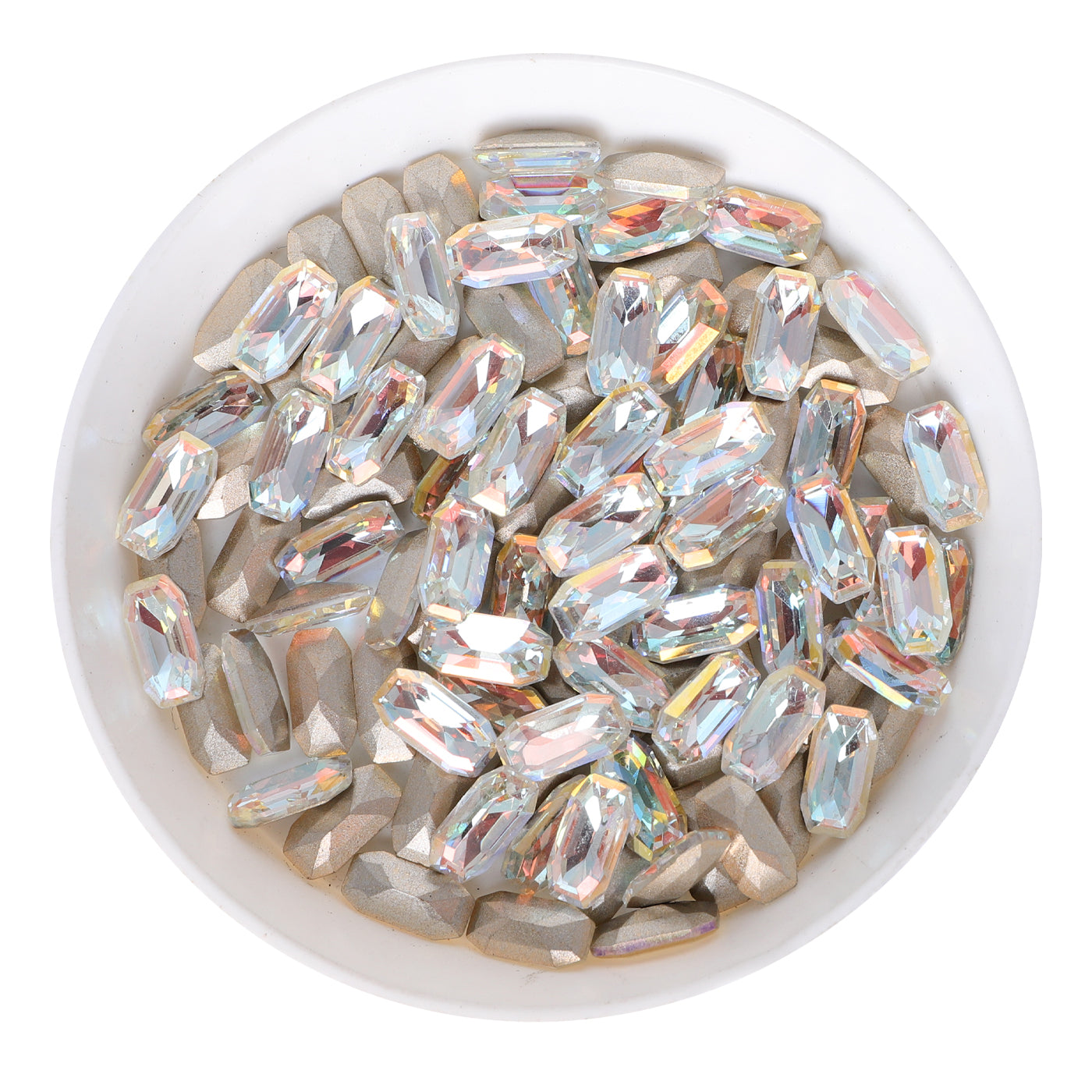 Cognac White Elongated Imperial Shape Glass Pointed Back Fancy Rhinestones WholesaleRhinestone