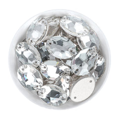 Silver Shade Oval Shape High Quality Glass Sew-on Rhinestones WholesaleRhinestone