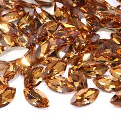 Light Smoked Topaz Navette Shape High Quality Glass Pointed Back Fancy Rhinestones WholesaleRhinestone