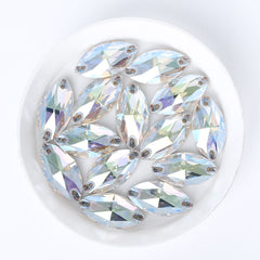 Crystal Transmission Navette Shape High Quality Glass Sew-on Rhinestones WholesaleRhinestone