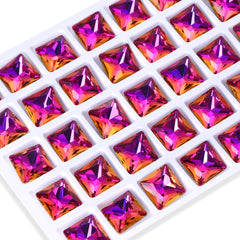 Violet Blue Princess Square Shape High Quality Glass Pointed Back Fancy Rhinestones WholesaleRhinestone