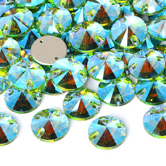 Peridot Shimmer Rivoli Shape High Quality Glass Sew-on Rhinestones WholesaleRhinestone