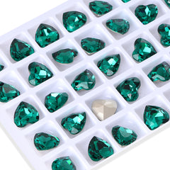 Emerald Heart Shape High Quality Glass Pointed Back Fancy Rhinestones WholesaleRhinestone