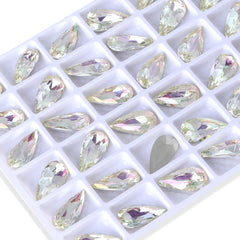 Luminous Green Teardrop Shape High Quality Glass Pointed Back Fancy Rhinestones WholesaleRhinestone