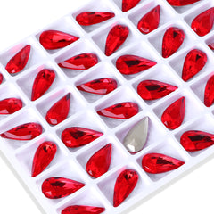 Light Siam Teardrop Shape High Quality Glass Pointed Back Fancy Rhinestones WholesaleRhinestone