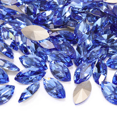 Light Sapphire Navette Shape High Quality Glass Pointed Back Fancy Rhinestones WholesaleRhinestone