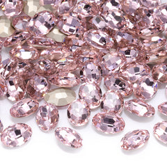 Light Rose Oval Shape High Quality Glass Pointed Back Fancy Rhinestones WholesaleRhinestone