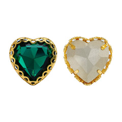 Emerald Maxi Heart Shape High-Quality Glass Sew-on Nest Hollow Claw Rhinestones WholesaleRhinestone