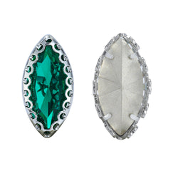 Emerald Navette Shape High-Quality Glass Sew-on Nest Hollow Claw Rhinestones WholesaleRhinestone