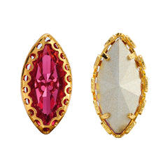 Rose Navette Shape High-Quality Glass Sew-on Nest Hollow Claw Rhinestones WholesaleRhinestone