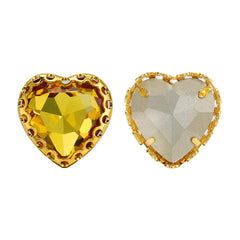 Light Topaz Maxi Heart Shape High-Quality Glass Sew-on Nest Hollow Claw Rhinestones WholesaleRhinestone