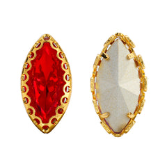 Light Siam Navette Shape High-Quality Glass Sew-on Nest Hollow Claw Rhinestones WholesaleRhinestone