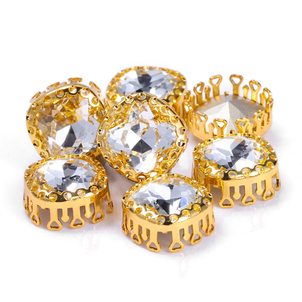 Crystal Cushion Square Shape High-Quality Glass Sew-on Nest Hollow Claw Rhinestones WholesaleRhinestone