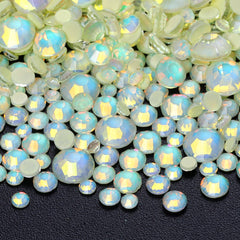 Mixed Sizes Mocha Opal Lt Yellow Glass Flat Back Rhinestones For Nail Art WholesaleRhinestone
