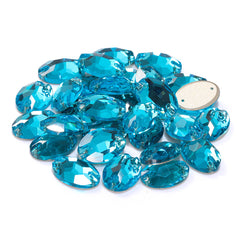 Aquamarine Oval Shape High Quality Glass Sew-on Rhinestones WholesaleRhinestone