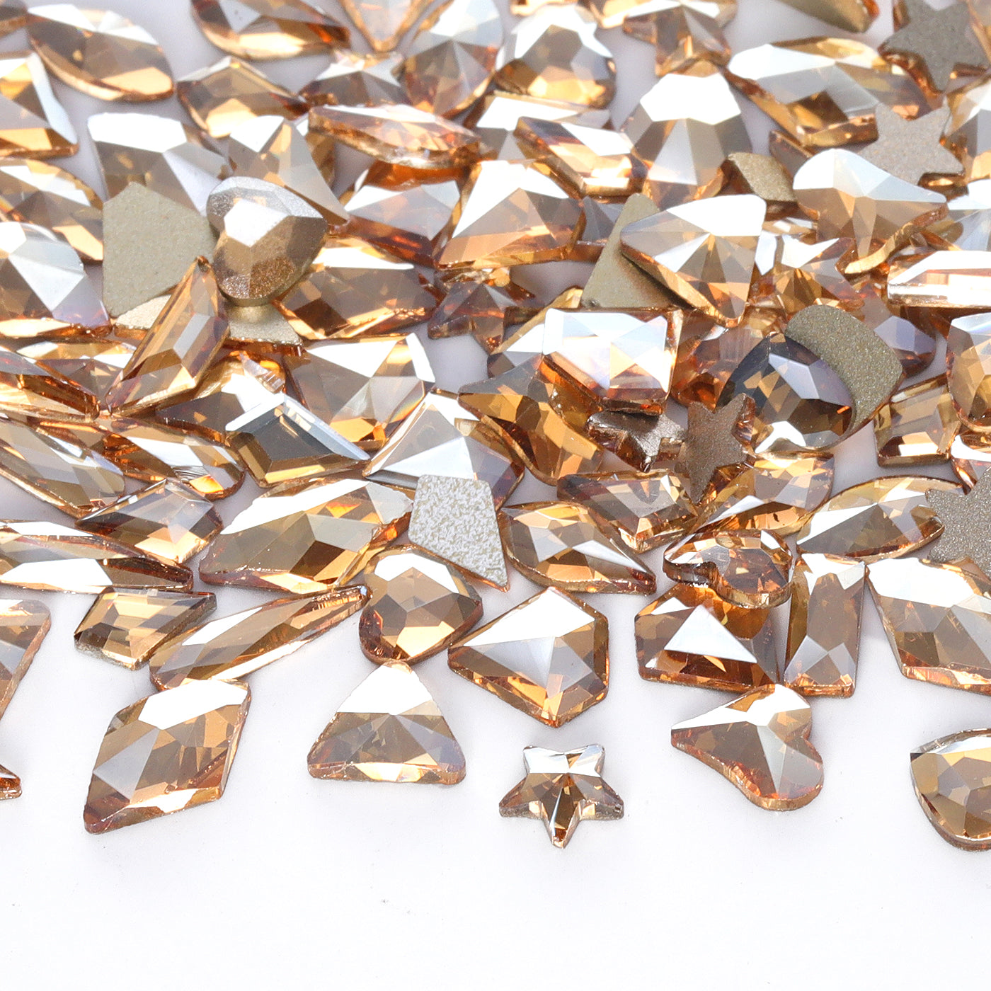 Mixed Shapes Golden Shadow Flat Back Fancy Rhinestones For Nail Art WholesaleRhinestone