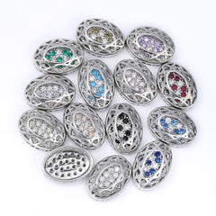 Oval Shape Imitation Rhodium Plated High-Quality Sew-on Alloy Charms Inlaid Cubic Zirconia WholesaleRhinestone