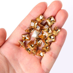 Light Smoked Topaz Princess Square Shape High Quality Glass Pointed Back Fancy Rhinestones WholesaleRhinestone