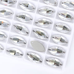 Silver Shade Navette Shape High Quality Glass Sew-on Rhinestones WholesaleRhinestone