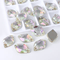 Luminous Green Lemon Shape High Quality Glass Sew-on Rhinestones WholesaleRhinestone
