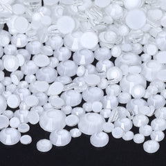 Mixed Sizes Mocha Neon White Glass Flat Back Rhinestones For Nail Art WholesaleRhinestone