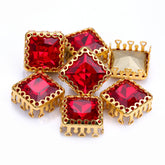 Light Siam Princess Square Shape High-Quality Glass Sew-on Nest Hollow Claw Rhinestones WholesaleRhinestone