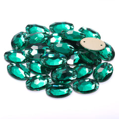 Emerald Oval Shape High Quality Glass Sew-on Rhinestones WholesaleRhinestone