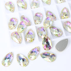 Luminous Green Drop Shape High Quality Glass Sew-on Rhinestones WholesaleRhinestone