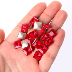 Light Siam Princess Square Shape High Quality Glass Pointed Back Fancy Rhinestones WholesaleRhinestone