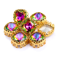 Volcano Cushion Square Shape High-Quality Glass Sew-on Nest Hollow Claw Rhinestones WholesaleRhinestone