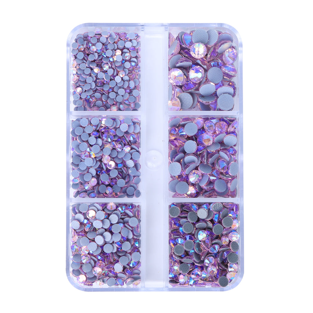 Mixed Sizes 6 Grid Box Light Pink AB Glass HotFix Rhinestones For Clothing DIY WholesaleRhinestone