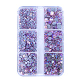 Mixed Sizes 6 Grid Box Light Pink AB Glass HotFix Rhinestones For Clothing DIY WholesaleRhinestone